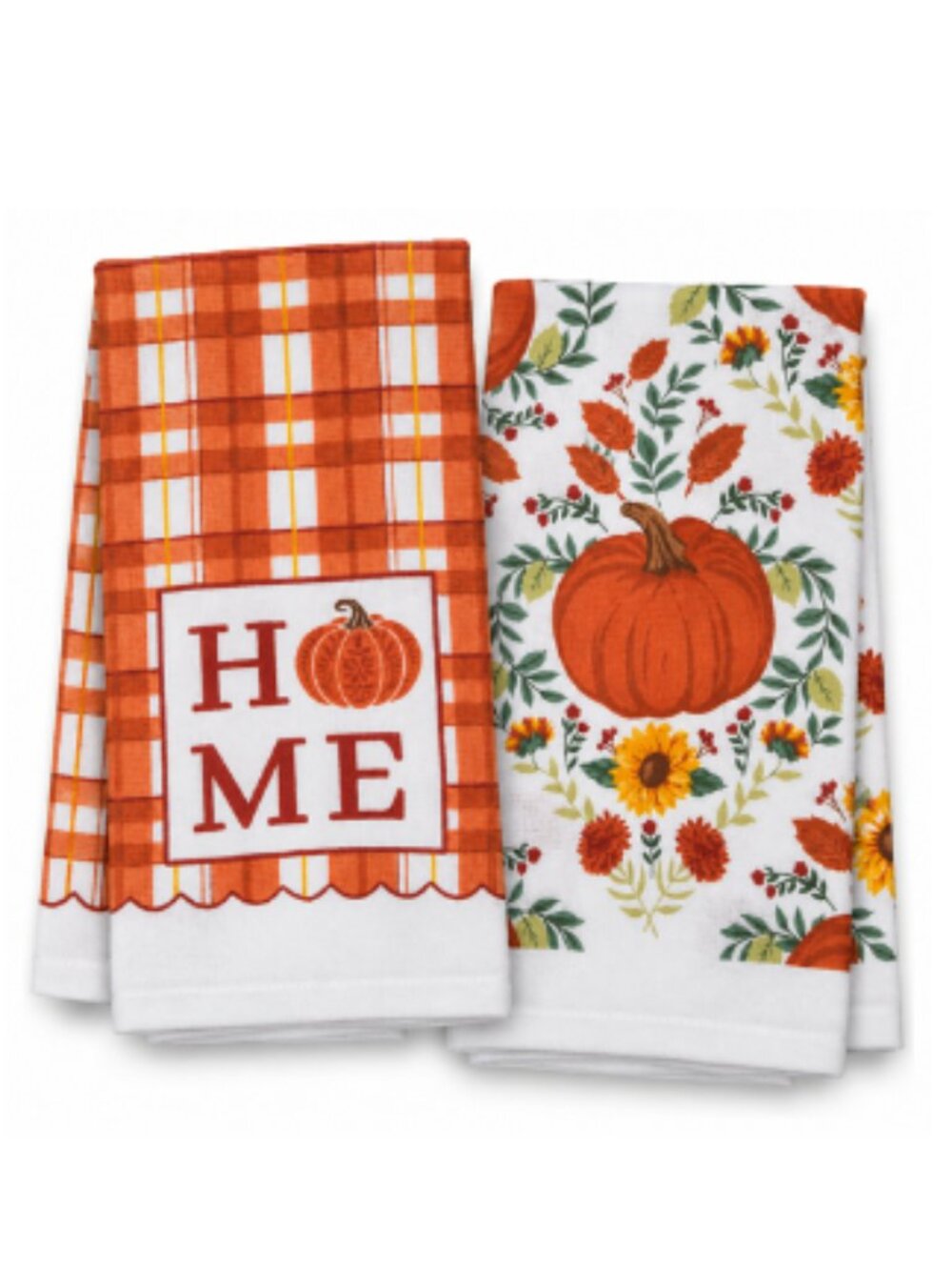 Perfect Harvest Fall Kitchen Towels 14x24 Pumpkin Home Floral Thanksgiving 2pc